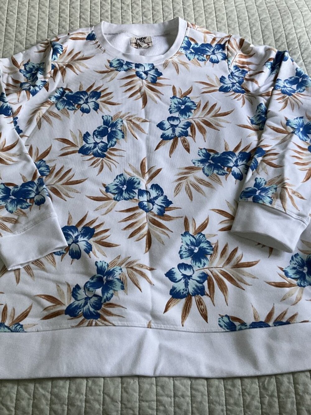 Lands End Serious Sweats Sweatshirt NWT Tropical Print Size Large